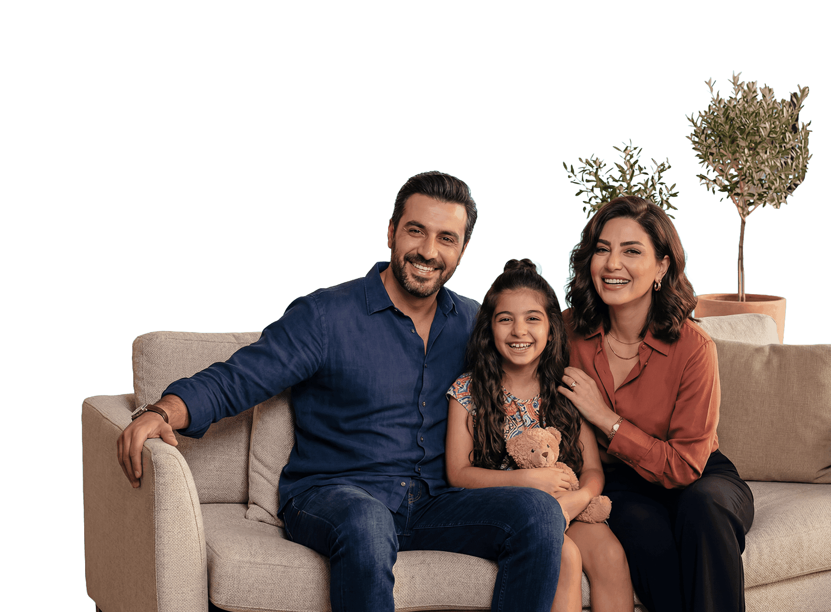 Family forming a house roof with their hands