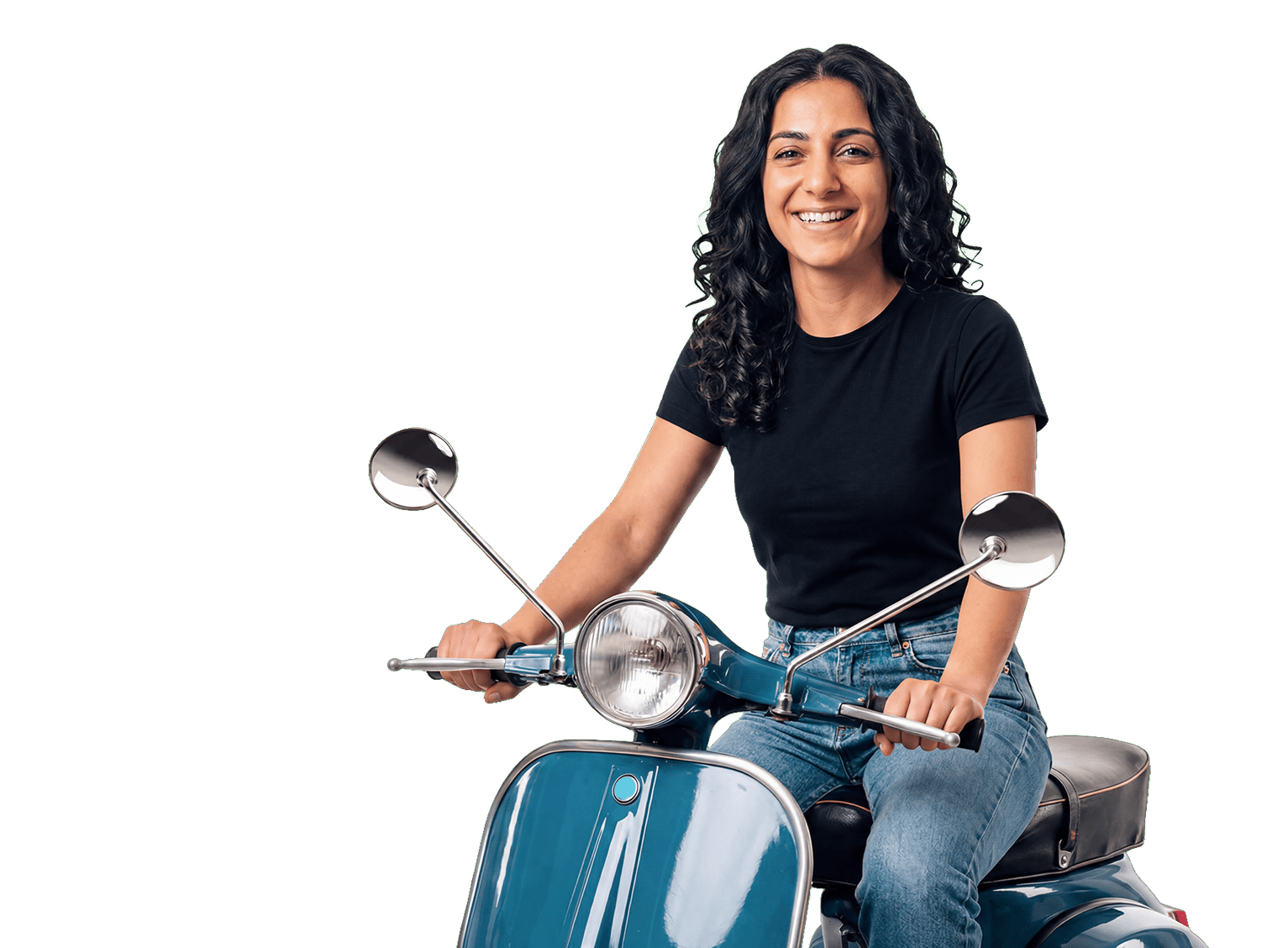 Person on a motorcycle with a helmet